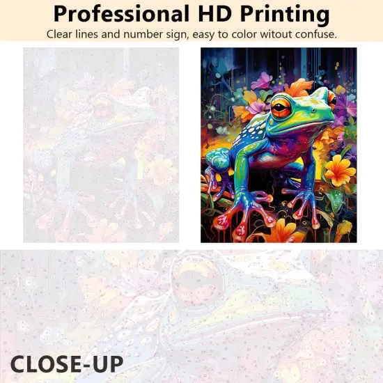 Frog DIY Paint by Number Abstract Colourful Frog Paint by Numbers for Adults Frog in the Water Paint by Numbers Kits on Canvas for Home Wall Decor Acrylic Paint by Number Kits for Kid 16x20inch {3}