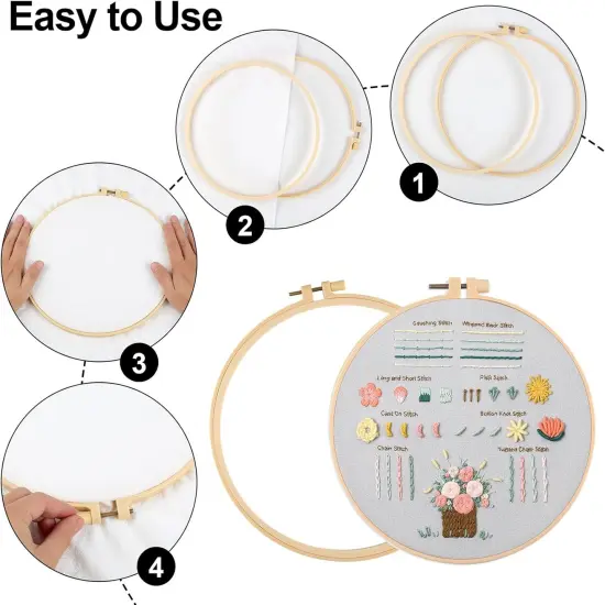 mbroidery Kit for Beginners Adults Cross Stitch Starter Kit Needle Point Supplies 33 Basic Stitches in 3 Set, DIY Craft Lover Starter Hand Stitch (Flower) {3}