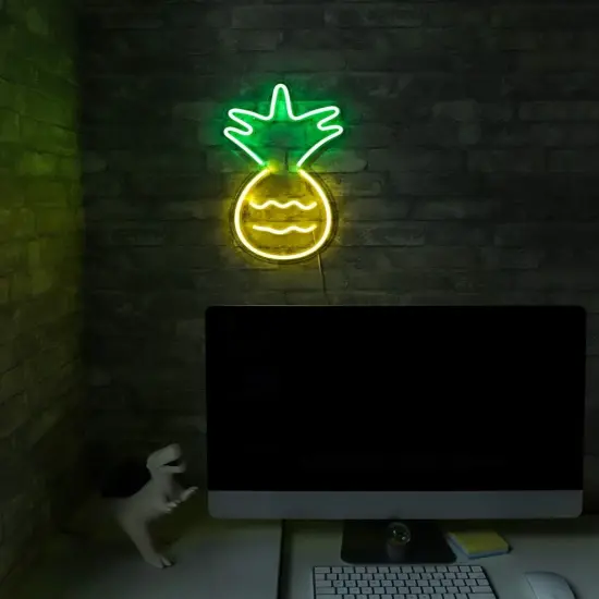 LED Neon &lsquo;Yellow & Green Pineapple&rsquo; Wall Sign for a Cool, Vibrant Summer Vibe {3}