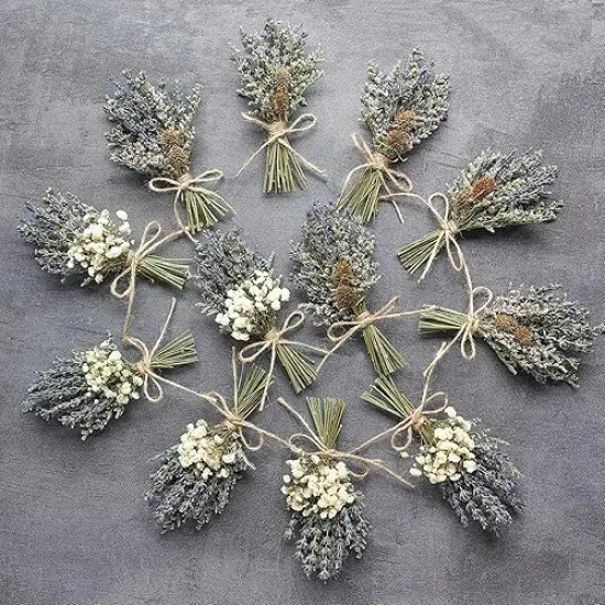 12pcs Lavender Bouquet, Mini Dried Flower Bouquet, Wedding Plate Decoration, Groom & Best Man Corsage, Photo Frame Decoration, Photo Prop. (Lavender) {2}