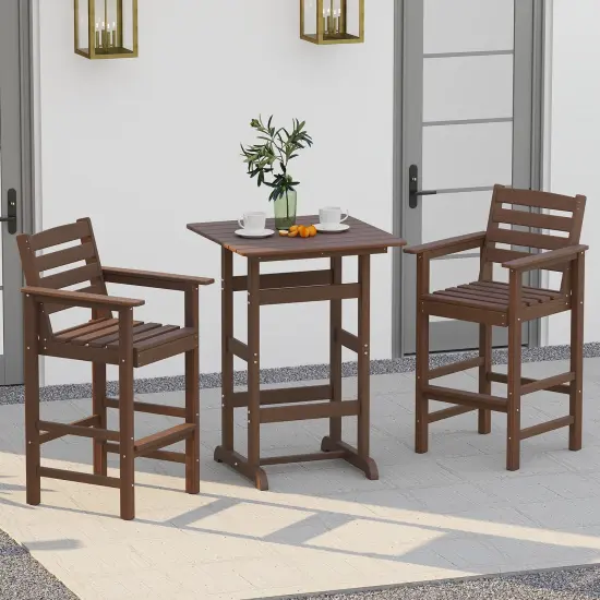 Outdoor Bar Table with Slatted HDPE Top & Stainless Steel Frame, 135 lbs Capacity {3}