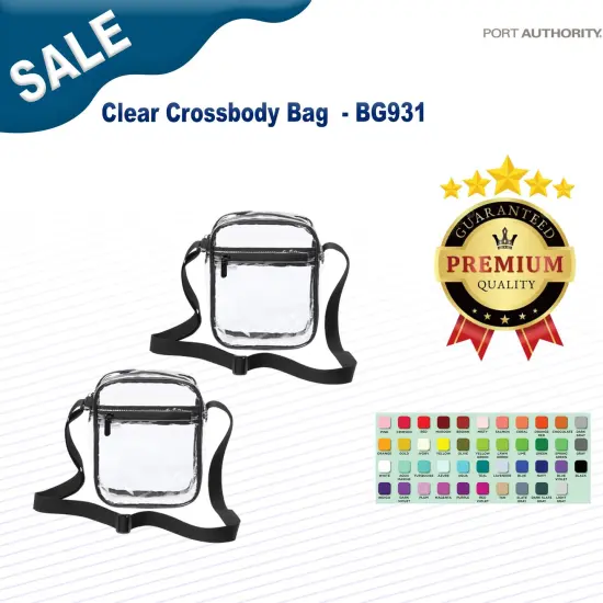Port Authority&reg; Clear Crossbody Bag Clear/ Black {3}