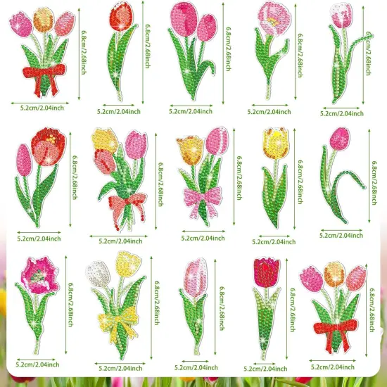 15 Pcs Spring Tulip Diamond Painting Keychain Kits {4}