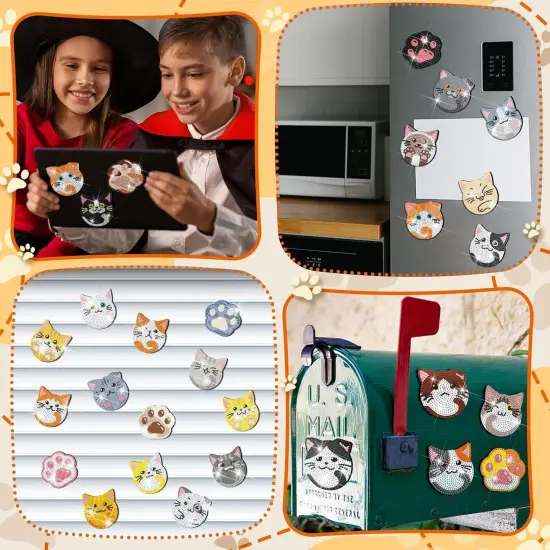 30 Pcs Diamond Painting Refrigerator Magnets Spring Diamond Art Magnet Kits for Adults Summer Mandala Flower Cat Fridge Stickers for Beginners Adults Kids DIY Craft Gifts Home Decors {4}