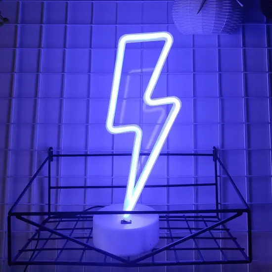 Summer Lightning Neon Sign With Holder Base, USB or 3-AA Battery Powered Neon Light, LED Desktop Wall Decoration, Various Parties, Decoration of Business Premises {3}
