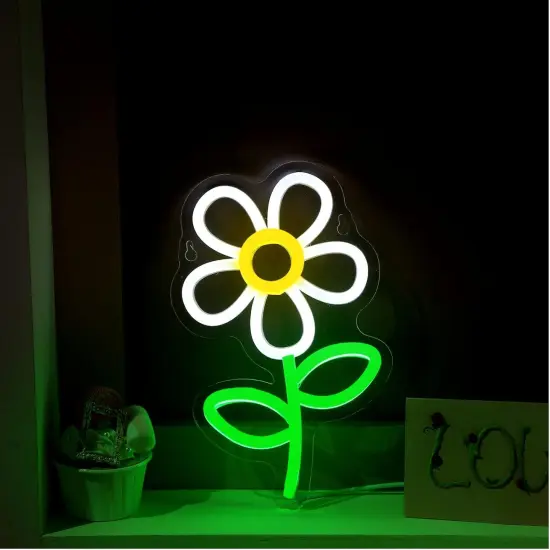 Summer Daisy Neon Sign &ndash; LED Daisy Shaped Wall & Table Decor, USB Powered Light for Brightening Any Room {3}