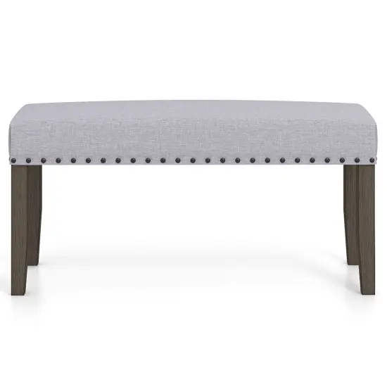 42.5 Inch Grey Upholstered Entryway End of Bed Bench with Padded Seat and Wooden 4 Legs {4}
