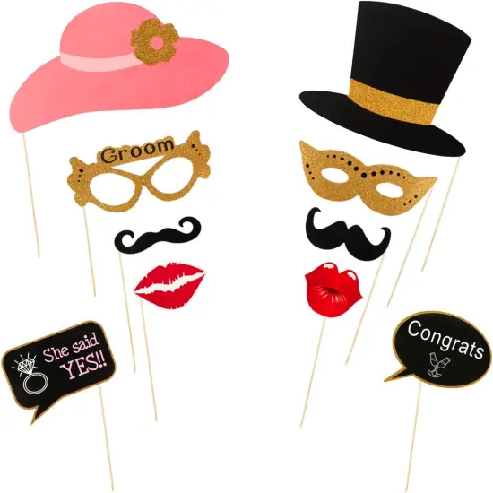 60Pcs Wedding Photo Booth Props, Wedding Props for Photos Bachelorette Props Photo Booth Wedding Booth Photo Props for Wedding Shower Party Decorations Seller Assistant: Fetching data... {3}