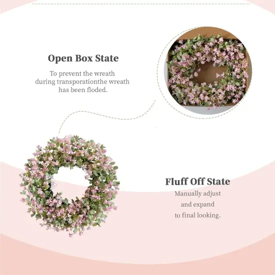 Summer 24-Inch Wreath with Sour Date Flowers and Purple Flowers, Front Door, Porch, and Patio Decoration for Home and Office {3}