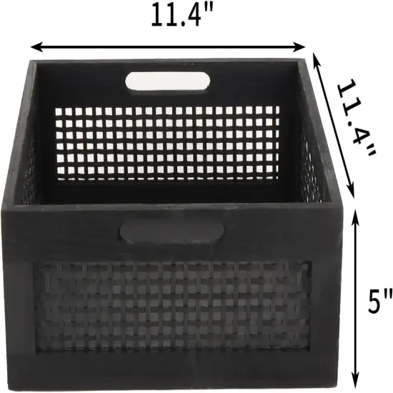 Decorative Wood Storage Crate Basket with Handles for Pantry {4}