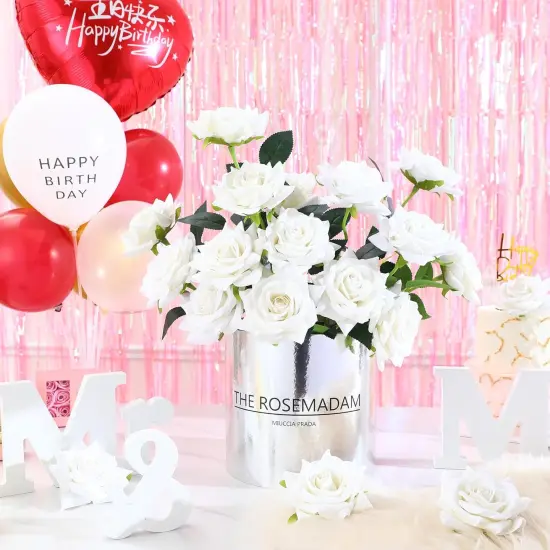 15PCS White Roses Artificial Flowers Bouquets {3}