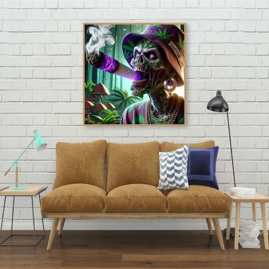 Skeleton Man Diamond Painting Kits for Adults, Skull Diamond Art Kits for Beginners, 5D Round Full Drill Diamond Painting Gem Art Kits for Home Wall Decor 14x14inch {2}