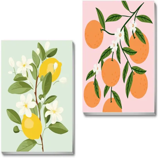 2 Pack Framed Paint by Numbers Kit for Kids,Easy Acrylic Paint by Numbers Kits on Canvas,Fruit Oil Painting Paint by Number for Adults Beginners for Home Wall Decor (8x8inch) {1}