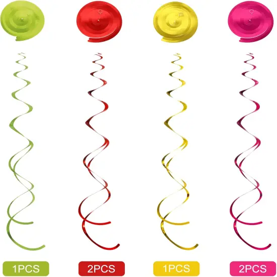 30 Pieces Mexican Fiesta Hanging Swirl Decorations, Cardstock Mexican Fiesta Cinco De Mayo Taco Twosday Birthday Theme Foil Ceiling Party Supplies for Boys Girls Baby Shower Party Favors {5}