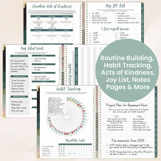 bloom daily planners 2025-26 Academic Planner, Hard Cover, 8.5" x 11", Emerald Paint Strokes {6}