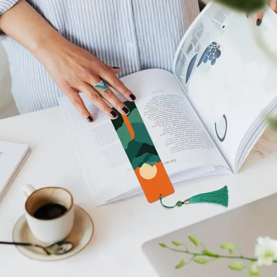 Mountain Paint by Numbers Kit for Adults, 4 Pack Wood Bookmarks Paint by Numbers for Book Lovers, DIY Sunset Painting by Number Bookmarks with Tassel, Easy Paint by Number Kits for Gift 7x2 Inch {3}