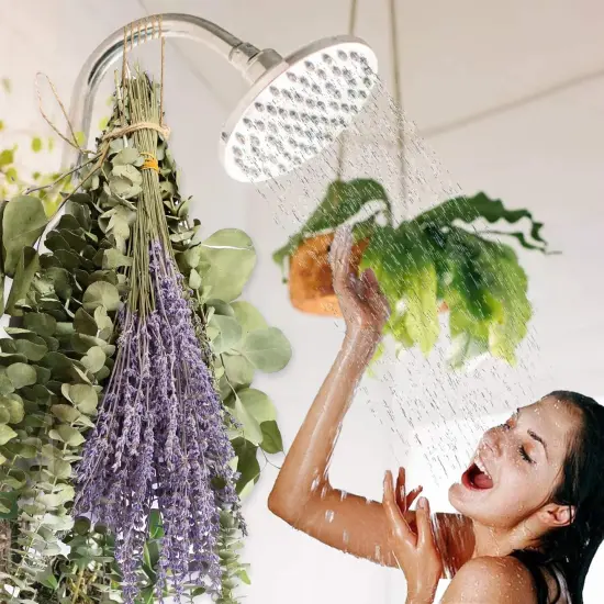 120 PCS Mix Dried Eucalyptus Stems & Lavender Flowers for Shower - 17'' Real Large Silver Dollar Leaves Branches, Fresh Hanging Plants for Vase, Natural Fragrance, Home Aromatic, Wedding Decor {3}