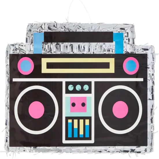 Boombox Pinata - 80s and 90s Theme Party Decorations, Hip Hop, Retro Birthday Supplies (16.5x12.8x3 In) - 90s Party Decorations - Boom Box Decor Pinata {4}