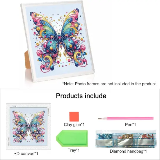 Diamond Painting Art Kit, DIY Butterfly 5D Special Shape Crystal Diamond Partial Diamond Painting Mosaic Making Craft, Suitable for Home Wall Decor Art Holiday Gift {2}