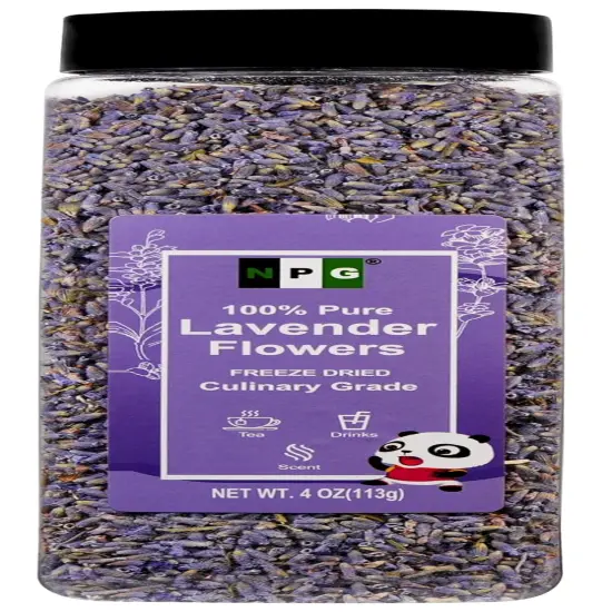 Freeze Dried Lavender Flowers 4 Oz, Culinary Grade Lavender Buds for Tea, Baking, DIY Soap, Candle Making, Potpourri, Natural Fragrance Sachets, All-Natural, Non-GMO, Gluten-Free {1}