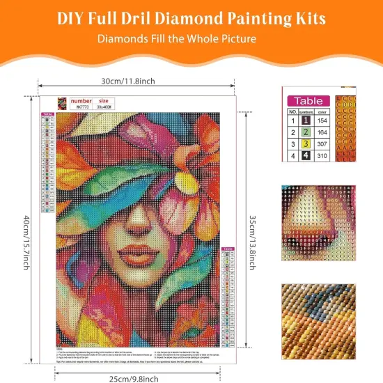 Diamond Painting Kits for Adults, Complete Flowers Diamond Dots Set for Creative Expression, Full Drill Mouth 5D DIY Diamond Art Kits, Great for Art Lovers and Gift Ideas, 12x16inch Canvas {2}