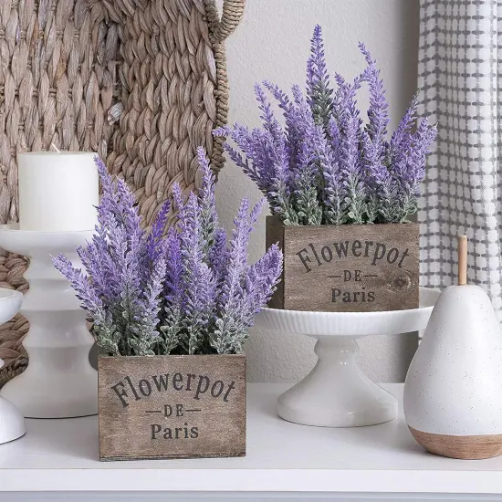 10 Bundles Fake Flowers Artificial Lavender Faux Plastic Plants for Home Decor Wedding Kitchen Garden Patio Porch Window Box Office Table Centerpieces Indoor Outdoor Decorations {4}
