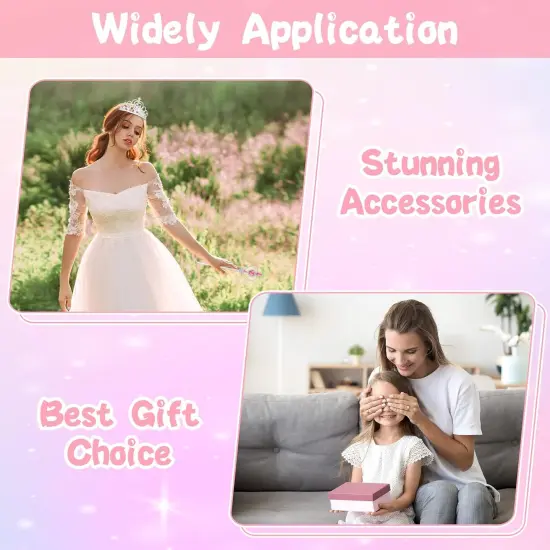 24 Pcs Princess Dress up Accessories Crown Tiara and Wand Set Include 12 Pcs Princess Wand and 12 Pcs Plastic Crown Kids Tiara for Little Girls {4}