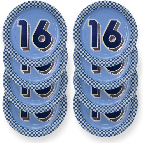 Boys 16th Birthday Party, 8 Plates with Deluxe Foil Printing. {1}