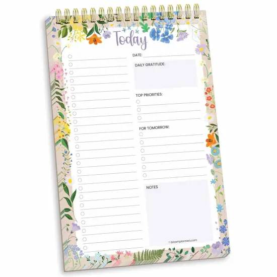 Spiral-Bound Daily To-Do List Pad, 6" x 9", Garden Party {1}