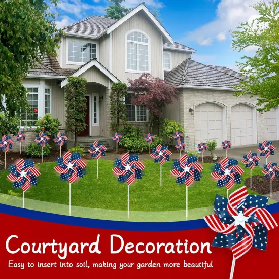 20pcs Fourth of July Pinwheels,Red White and Blue 4th of July Decorations American Flag Pinwheel {5}