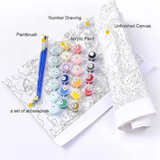 Paint by Number for Adults, 16" x 20" Flowers Acrylic Paints by Numbers for Adults Beginner Kids Color Painting by Numbers on Canvas with 3 Brushes Daisy Paint by Numbers for Kids Ages 8-12 {3}