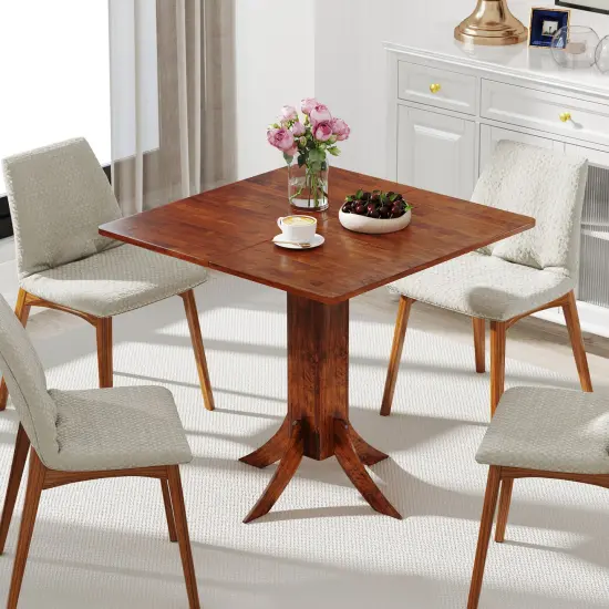 Walnut Round Dining Table, Rubber Wood Pedestal Base and MDF Top {3}