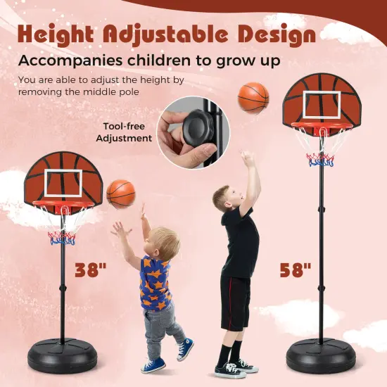 Adjustable 2-in-1 Kids Basketball Hoop & Dartboard Set &ndash; Black Metal Stand with Stable Base, Ages 8+ {6}