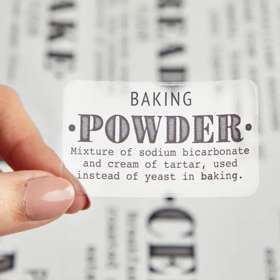 Talented Kitchen 36 Preprinted Pantry Labels with Ingredient Definitions, Clear Farmhouse Style Stickers for Food Jars, Kitchen Organization, and Storage (Water Resistant) {4}