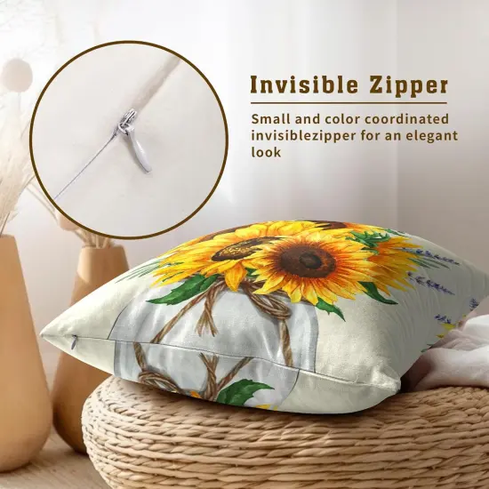 Nature Summer Flower Vase Floral Decorative Square Pillowcases for Couch Sofa Bench Living Room Bedroom Decoration {4}