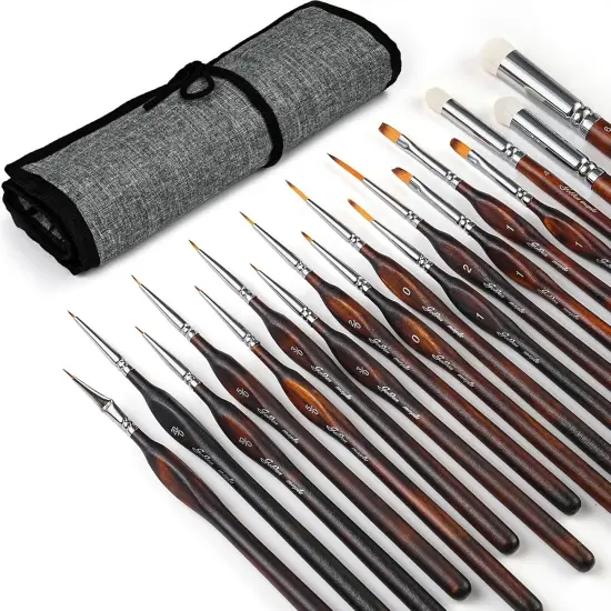 Miniature Paint Brushes Drybrush-18PCS Micro Detail Paint Brush Set, Small Fine Detail Model Brushes for Acrylics, Watercolors & Paint by Number, Citadel, Figurine, 40k - Cocoa Brown {1}