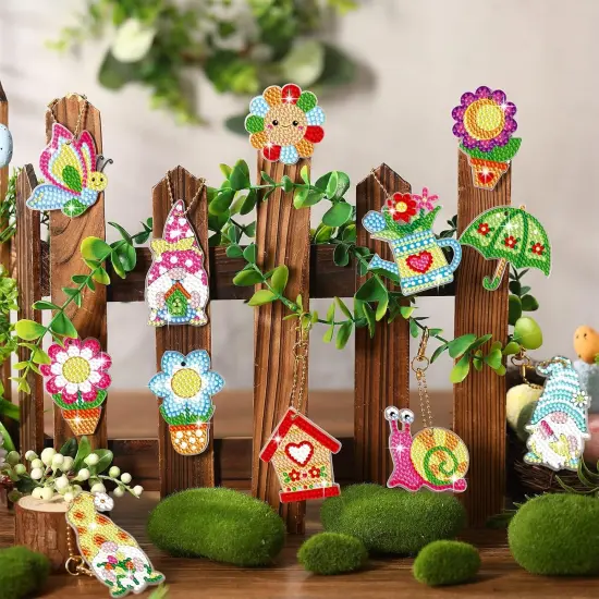 12 Pieces Spring Diamond Painting Kit Keychain {2}