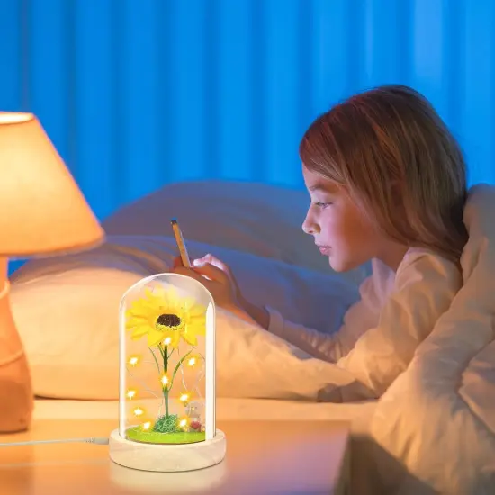 Mothers Day Sunflower Gifts for Women,Sun Flowers Home Decor,Forever Sunflower in Glass Dome,Unique Gifts for Xmas,Wedding,Mothers Day,Anniversary {3}