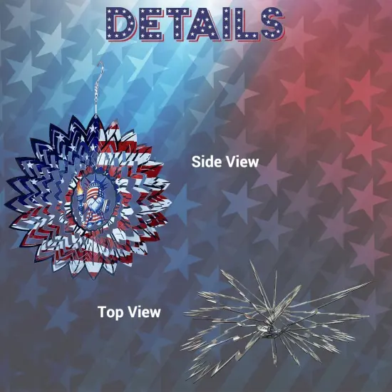 Gnome 4th of July Wind Spinner Hanging Garden Decor Independence Day Yard Garden Metal Spinner Memorial Day Wind Sculptures for Indoor Outdoor Spinning Lawn Ornaments Patriotic Art Kinetic Sculpture {2}