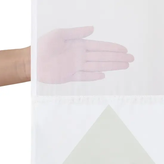 Americanflat 72x75 Hookless Shower Curtain - Abstract Orange Green Shower Curtain with Sheer Panel, Snap-In Liner, and Grommets - 100% Polyester {5}