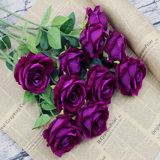 10pcs Purple Artificial Rose Flower Bouquet {4}