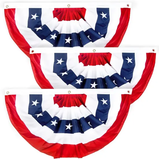 2x4 Ft American Bunting Flags Outdoor, USA Pleated Fan Flag for Outside, 4th of July Decorations Memorial Day Patriotic Flags Bunting Outdoor Indoor Decor (Set of 3) {1}