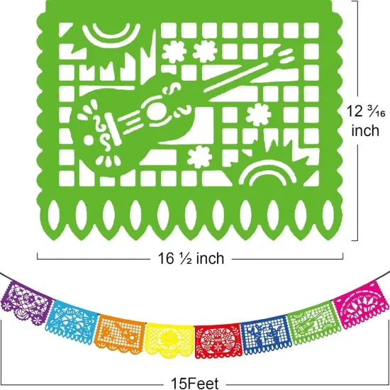6PCS Mexican Party Banners, Cinco De Mayo Decoration Fiesta Party Decoration, Mexican Themed Party Decor 5 De Mayo Banner Plastic Papel Picado, Mexico Birthday Party Supplies -12 Patterns/90FT {2}