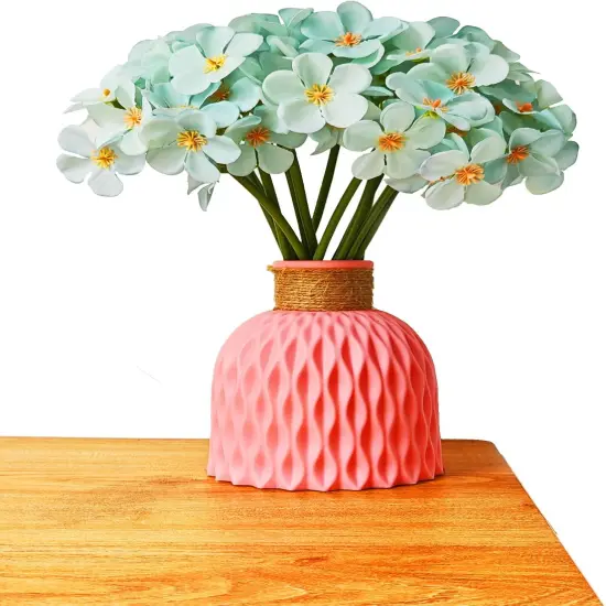 Summer Floral Arrangement &ndash; Faux Hydrangea Artificial Bouquets, 14 Stems Fake Small Silk Flowers for Vase, Wedding and Baby Shower Centerpieces {3}