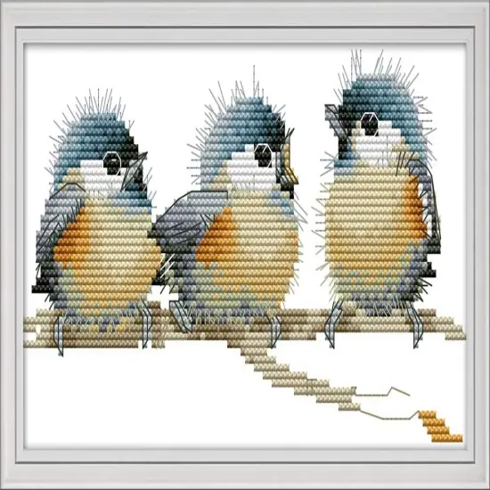 Cross Stitch Kits, Three Birds Awesocrafts Easy Patterns Cross Stitching Embroidery Kit Supplies Christmas Gifts, Stamped or Counted (Birds, Counted) {1}