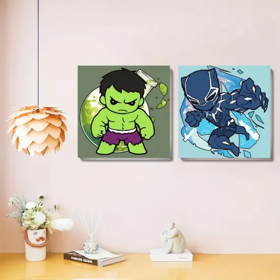 4 Pack Paint by Numbers Kit for Kids with Frame- Cartoon Paint by Numbers with Frame,Cartoon Painting Kits for Kids Ages 4-8 for Present Decor 8x8 Inch {5}