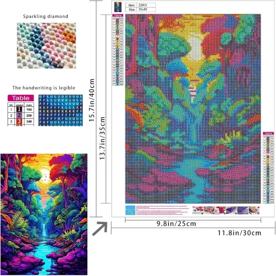 Diamond Painting Kits for Adults, Abstract Scenery Round Gem Art for Gift Wall Decor (12x16Inch) {2}