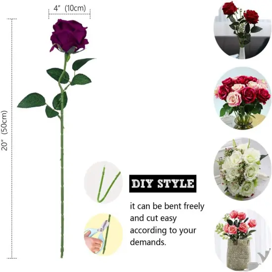 10pcs Purple Artificial Rose Flower Bouquet {2}