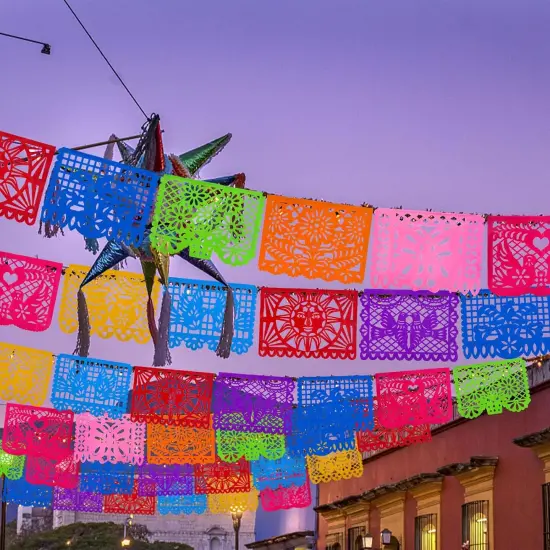 2 Packs Mexican Party Decoration, 18 Feet Plastic Papel Picado Fiesta Banner Cinco de Mayo Garlanda {4}