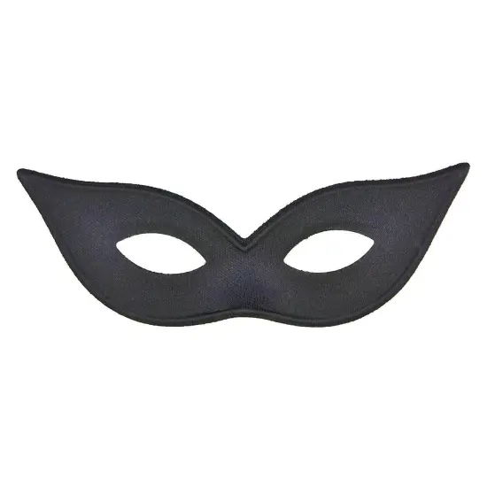 Satin Black Harlequin Mask One Size {6}